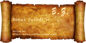 Beksi Zoltán névjegykártya